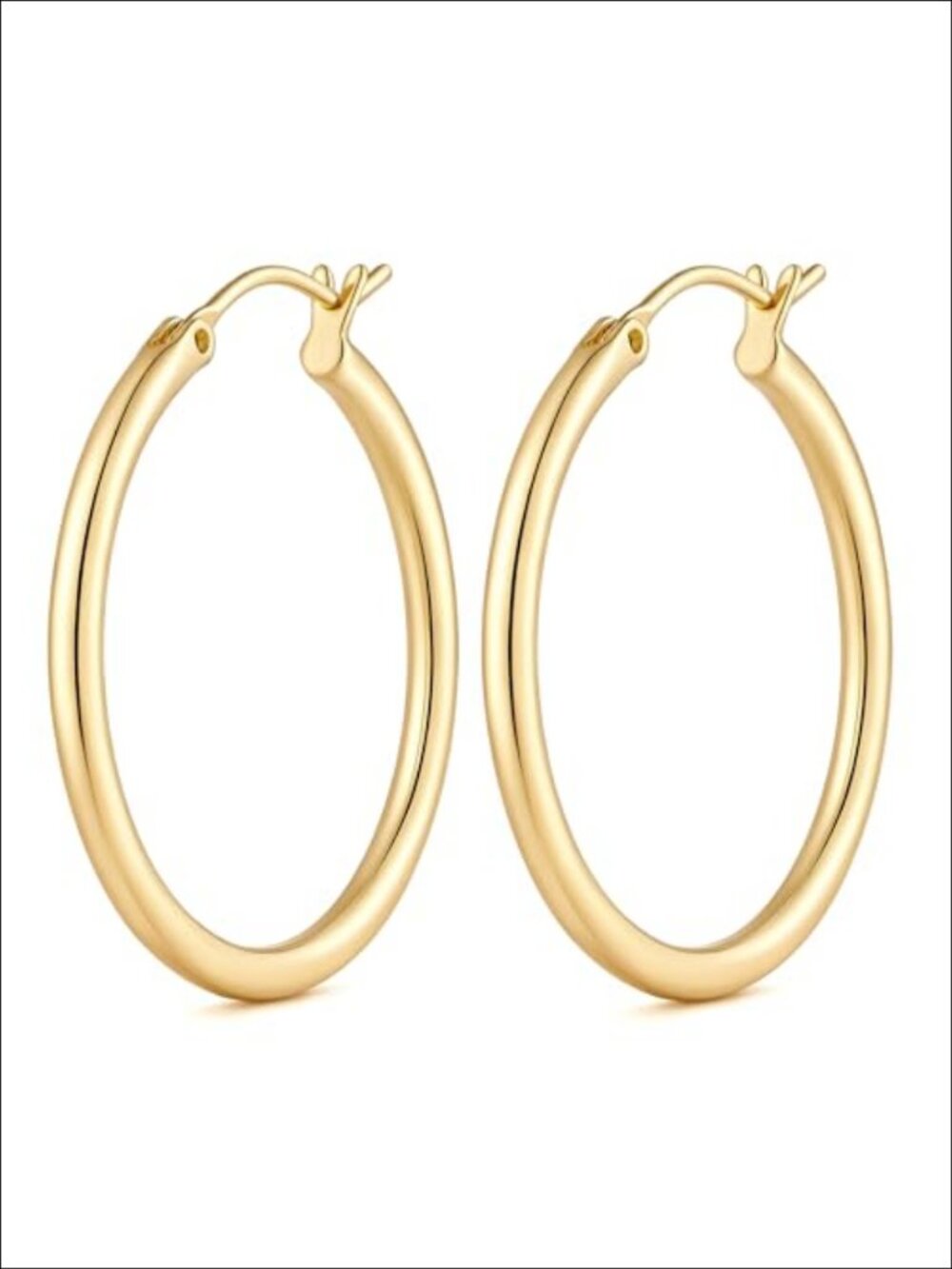 14K Gold Plated Hoop Earrings for Women Latch Back 10 Sizes